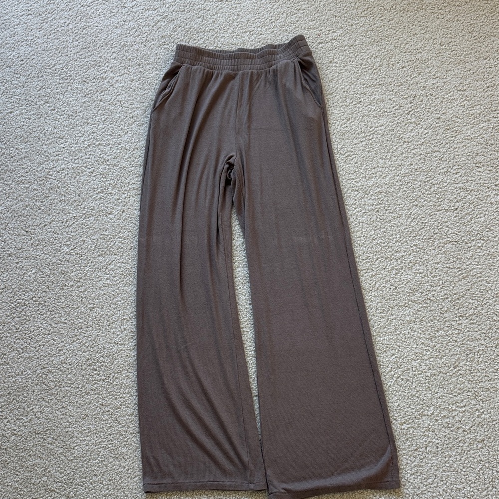 nuuds Brown Wide-Leg Lounge Pants with Pockets